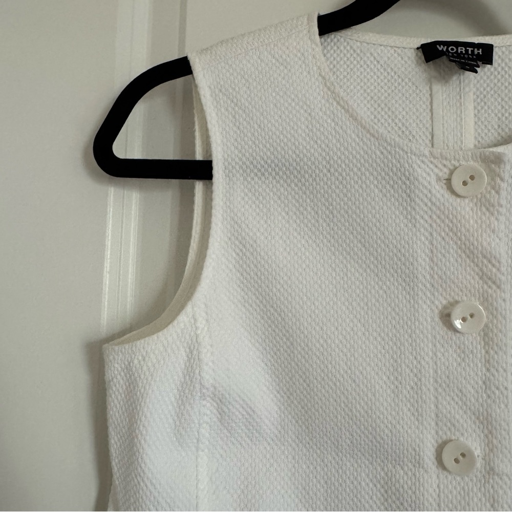 Worth White Sleeveless Button-Down Shirt Vest, 4 - Picture 5 of 16